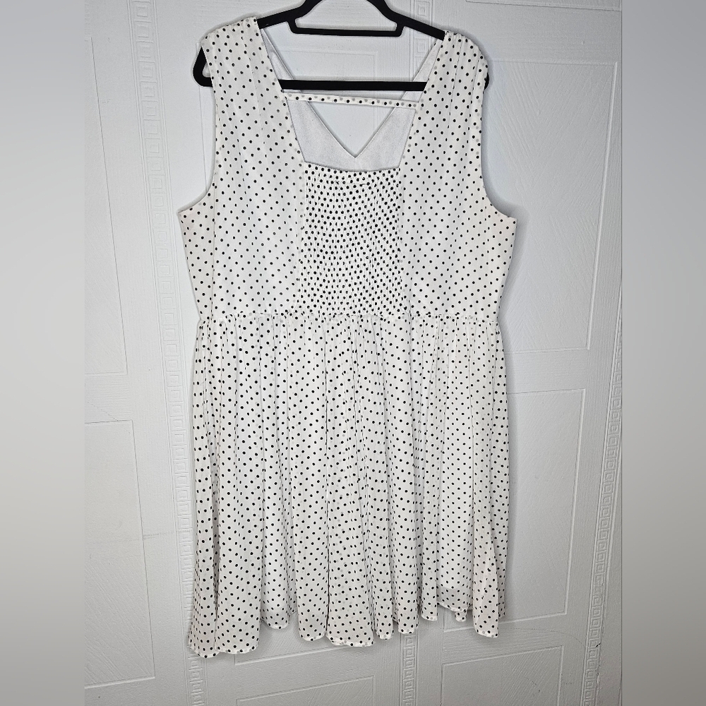 Lane Bryant White Polka Dot Dress Knee Length Sleeveless V Neck Empire Waist 20 - Picture 2 of 15